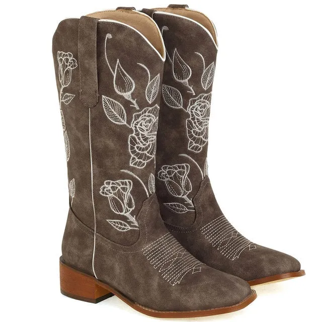 2023 Cowgirl Mid Calf Boots Elegant Leisure Western Boots