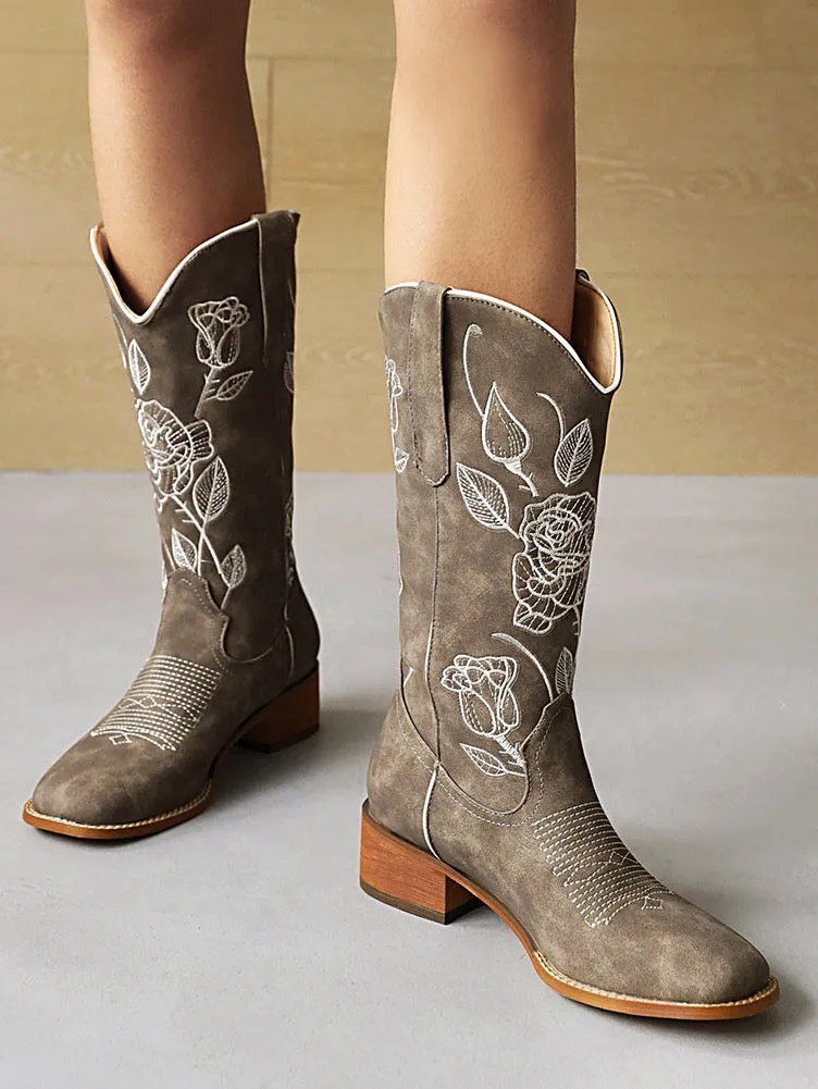 2023 Cowgirl Mid Calf Boots Elegant Leisure Western Boots