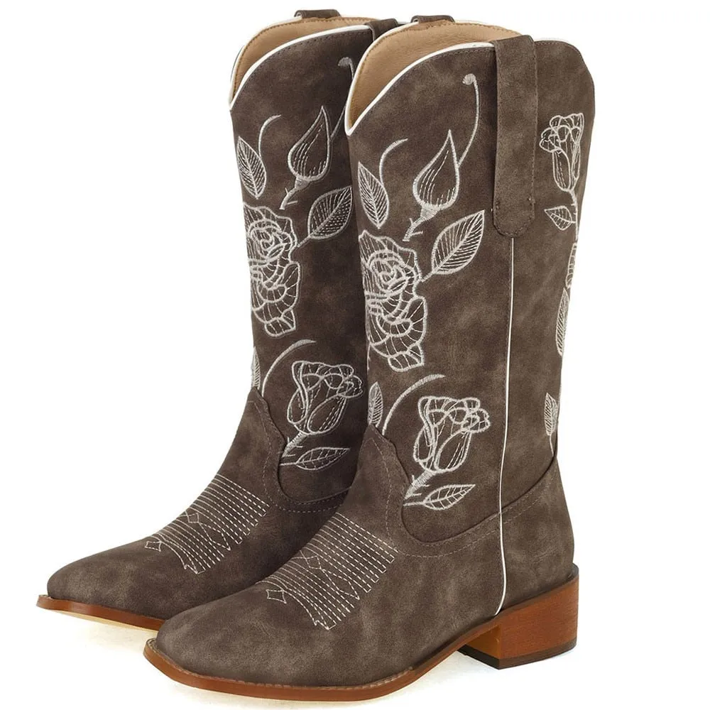 2023 Cowgirl Mid Calf Boots Elegant Leisure Western Boots