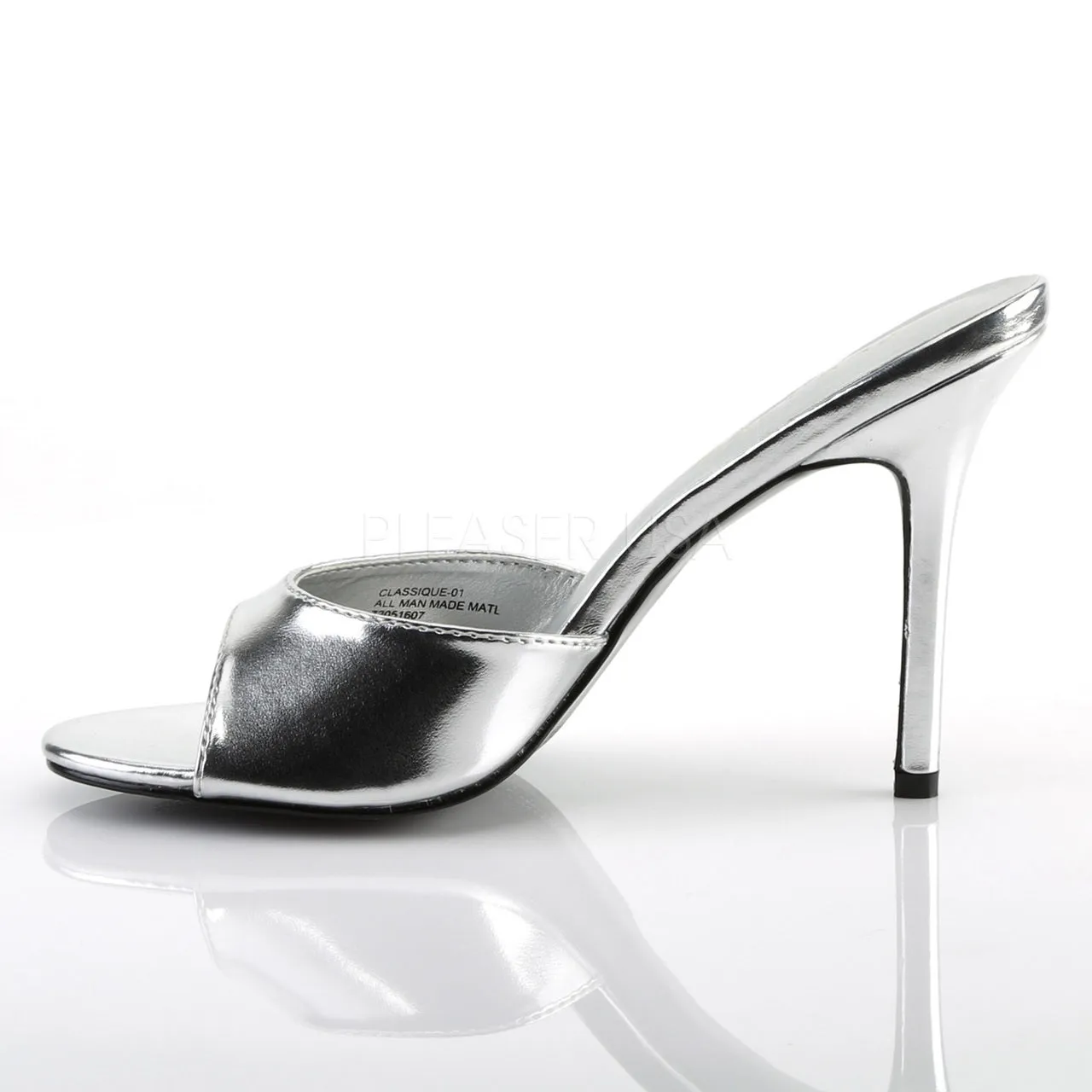 4" Heel Peep Toe Slide - Silver*