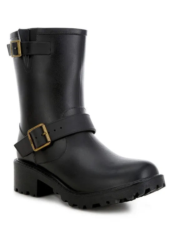 Anong Harness Detail Calf Rain Boots