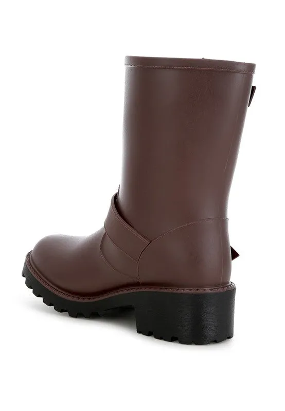 Anong Harness Detail Calf Rain Boots