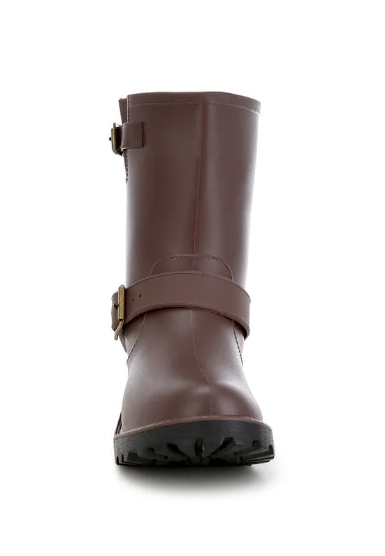 Anong Harness Detail Calf Rain Boots