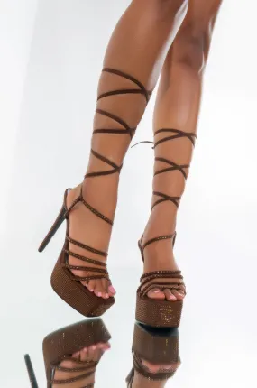 AZALEA WANG GIRLS NIGHT STILETTO SANDAL IN BROWN