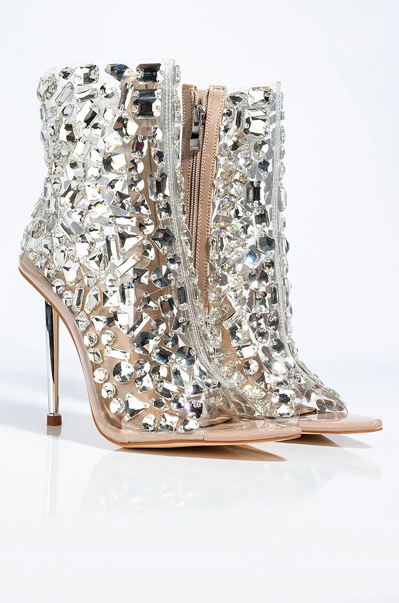 AZALEA WANG LOOK GOOD FEEL GOOD STILETTO BOOTIE IN CLEAR PVC