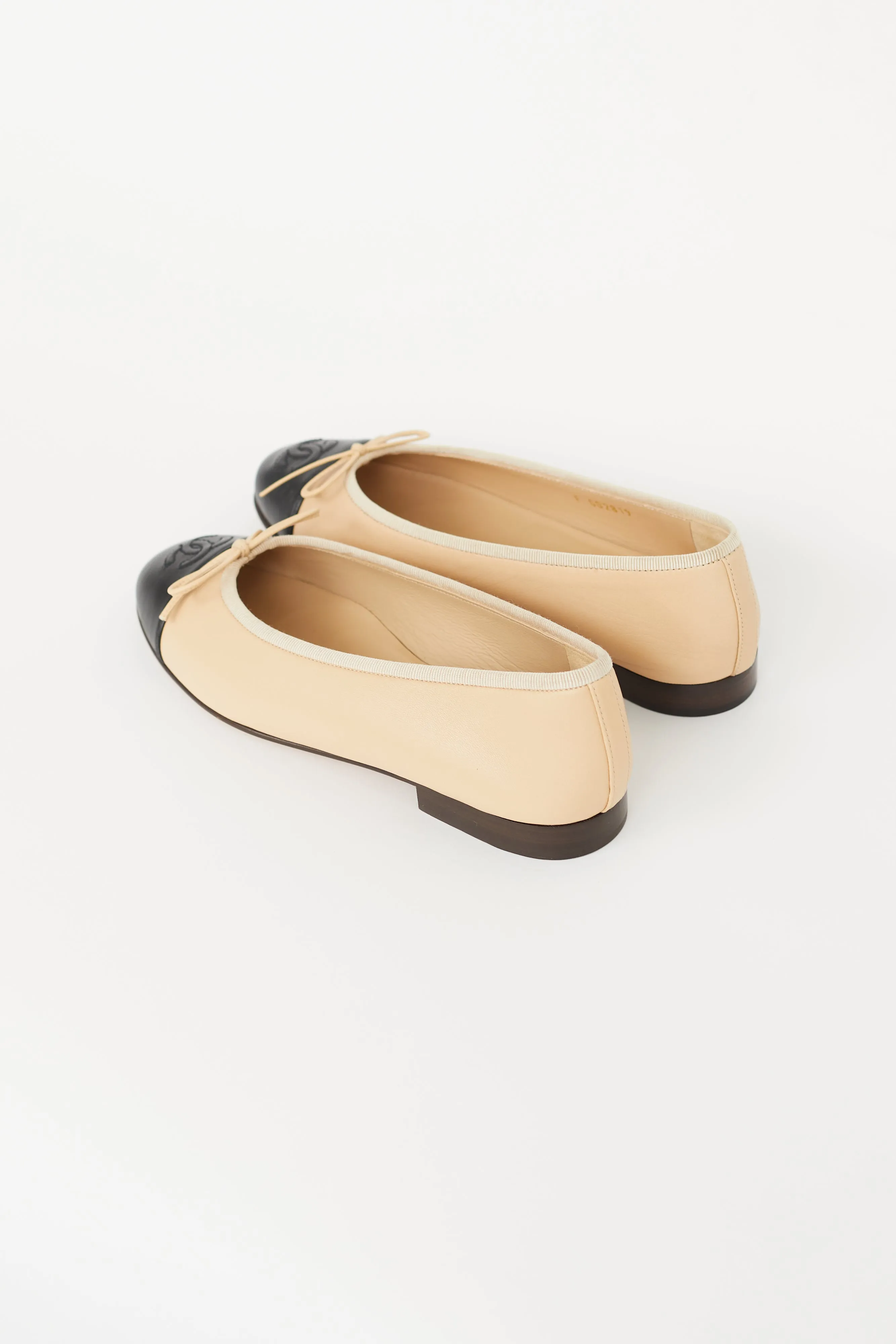 Beige & Black Bow Ballet Flat