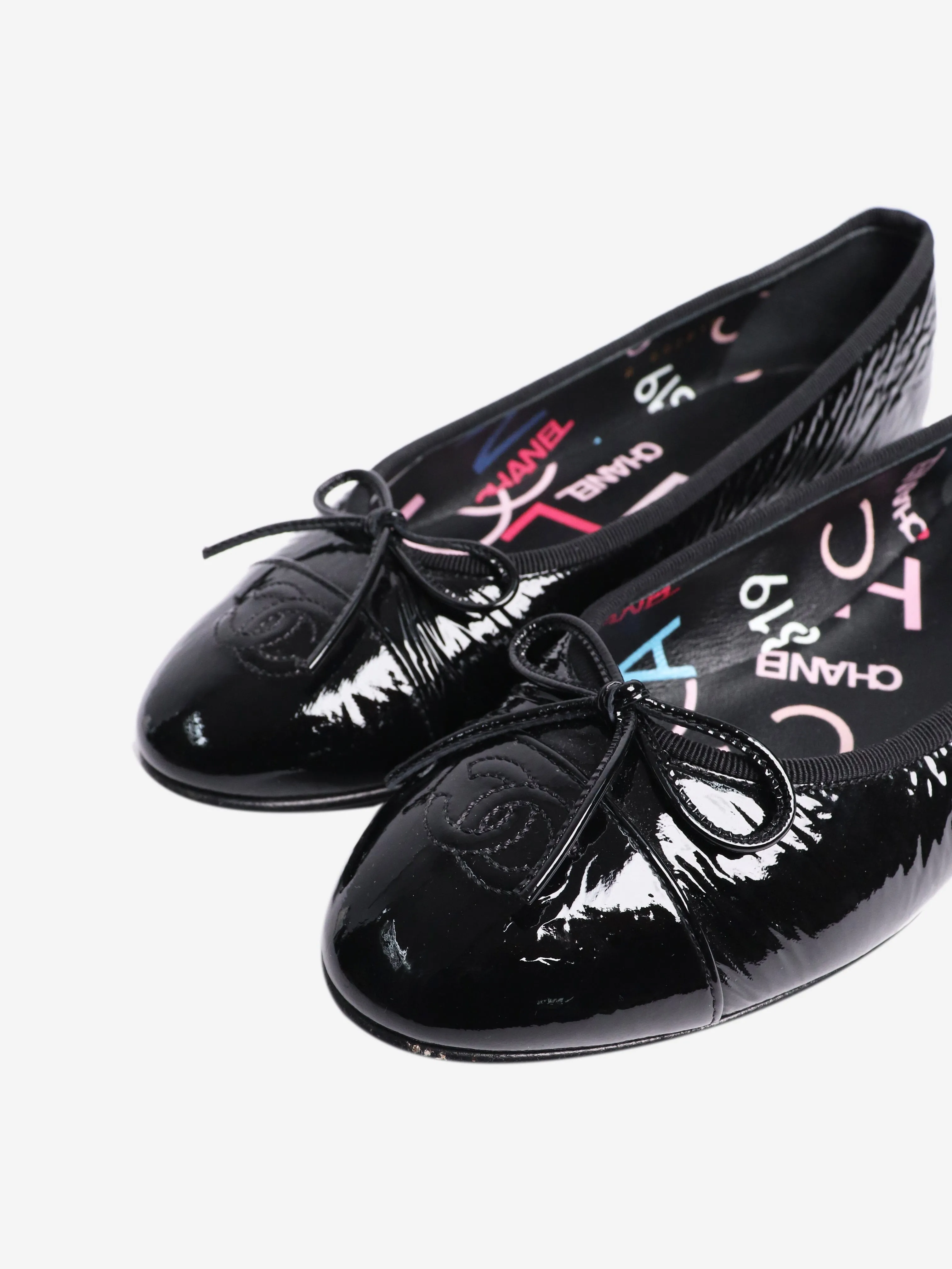 Black patent ballet flats - size EU 38