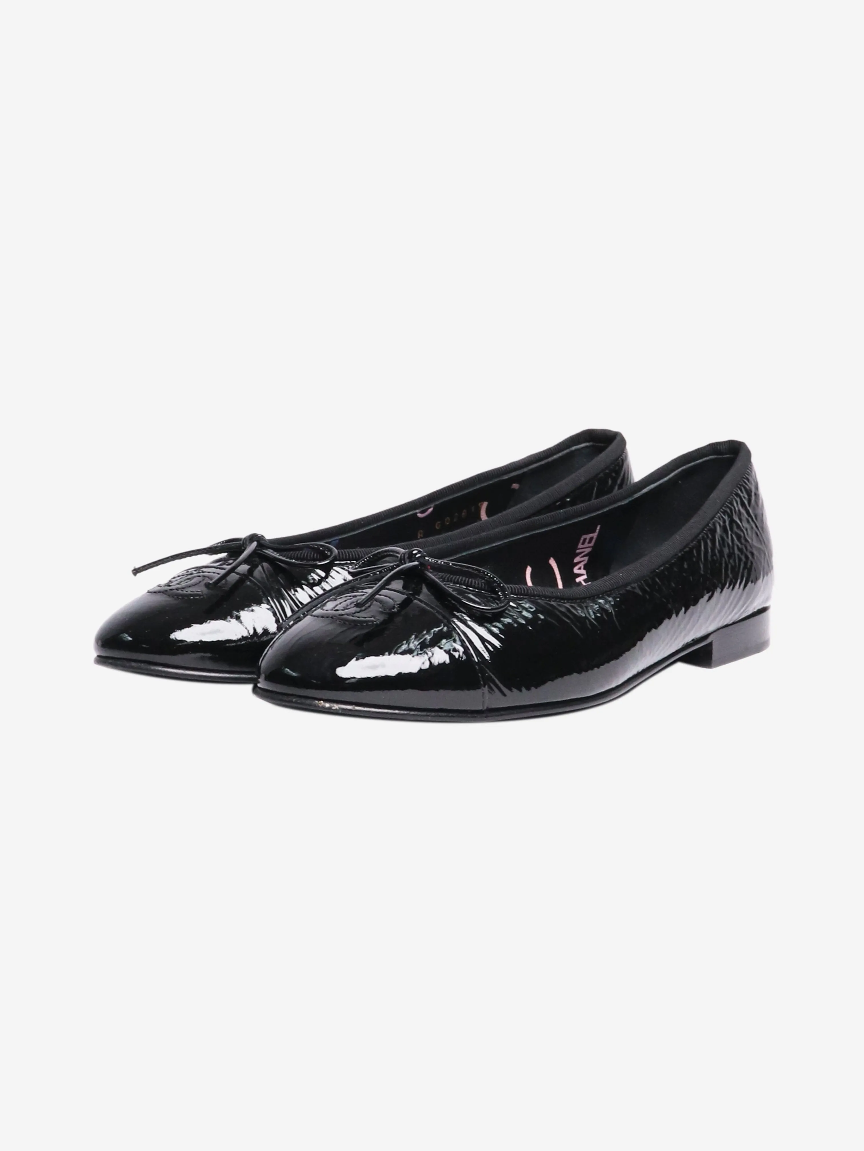 Black patent ballet flats - size EU 38