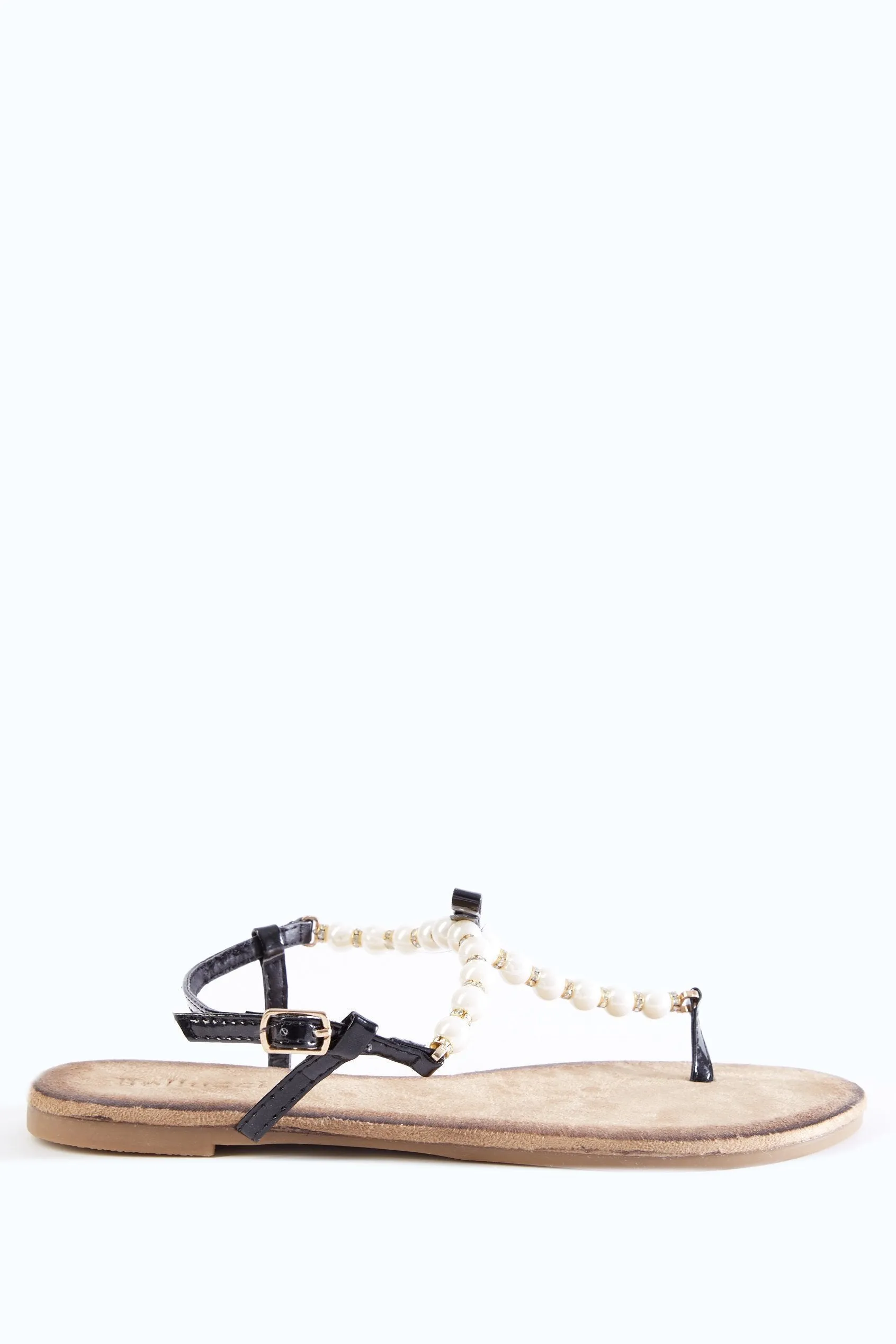 Black Pearl Trim Sandals