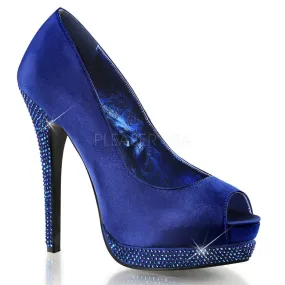 Bordello - Bella 12R Royal Blue Satin Peep Toe Pump