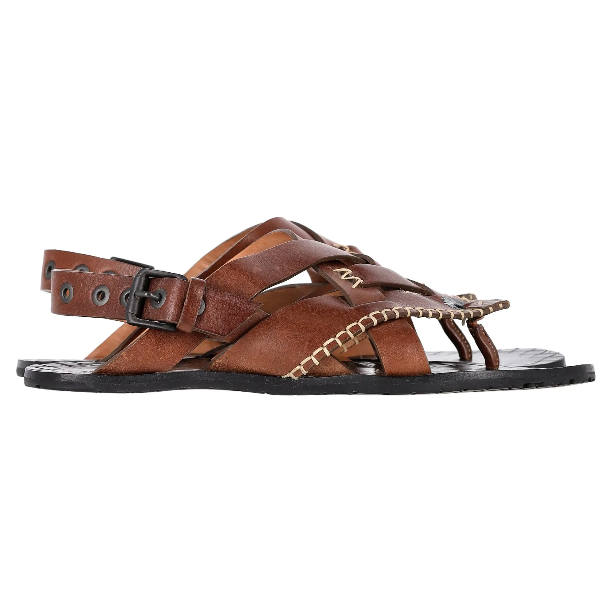 Bottega Veneta Thong Slingback Sandals in Brown Leather