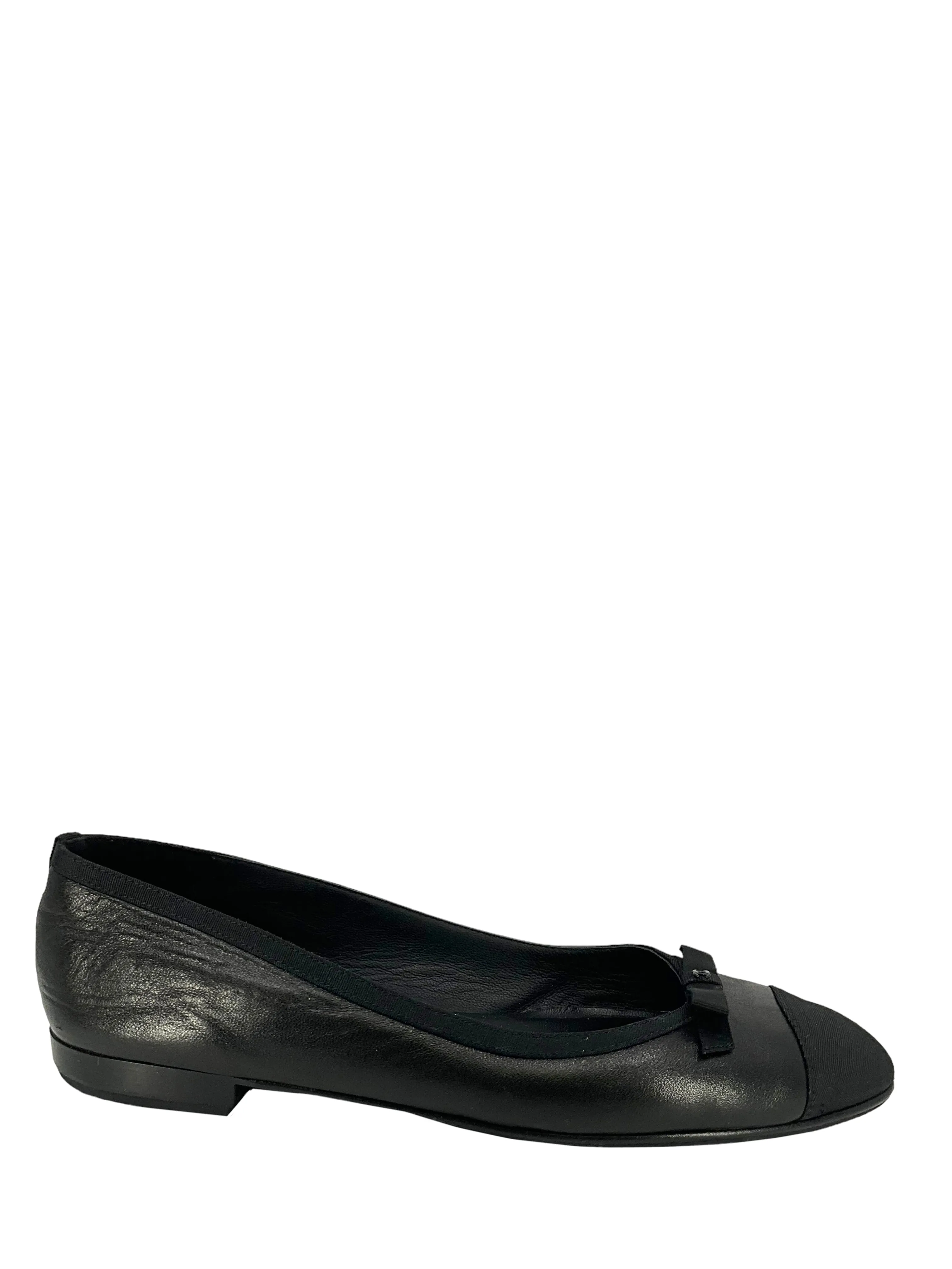 CHANEL Cap Toe Lambskin Leather Ballet Flats Size 11