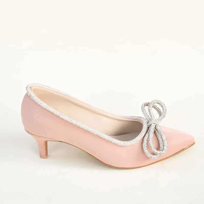 Diamante Bow Heels Pink