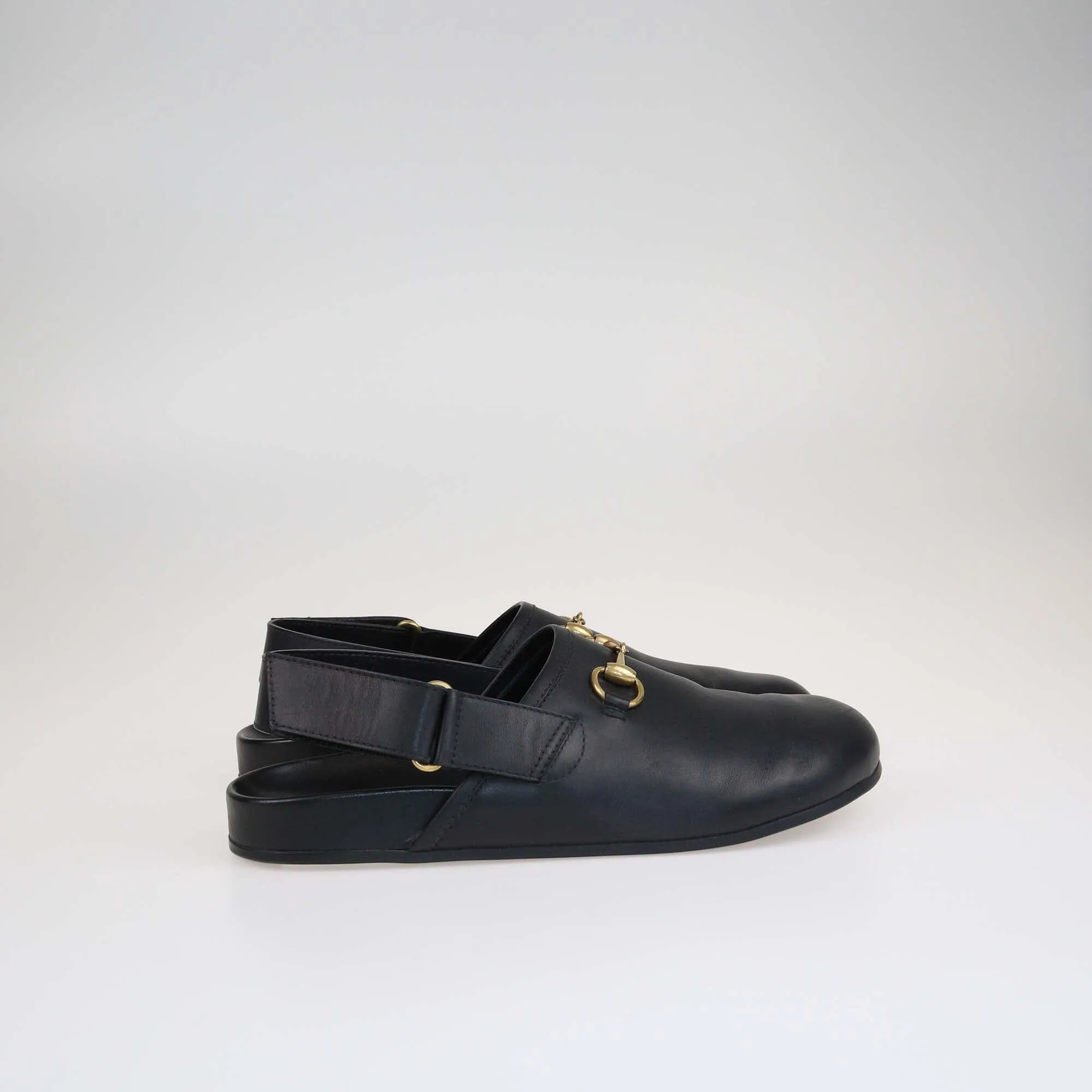 Gucci Black River Slingback Horsebit Slipper