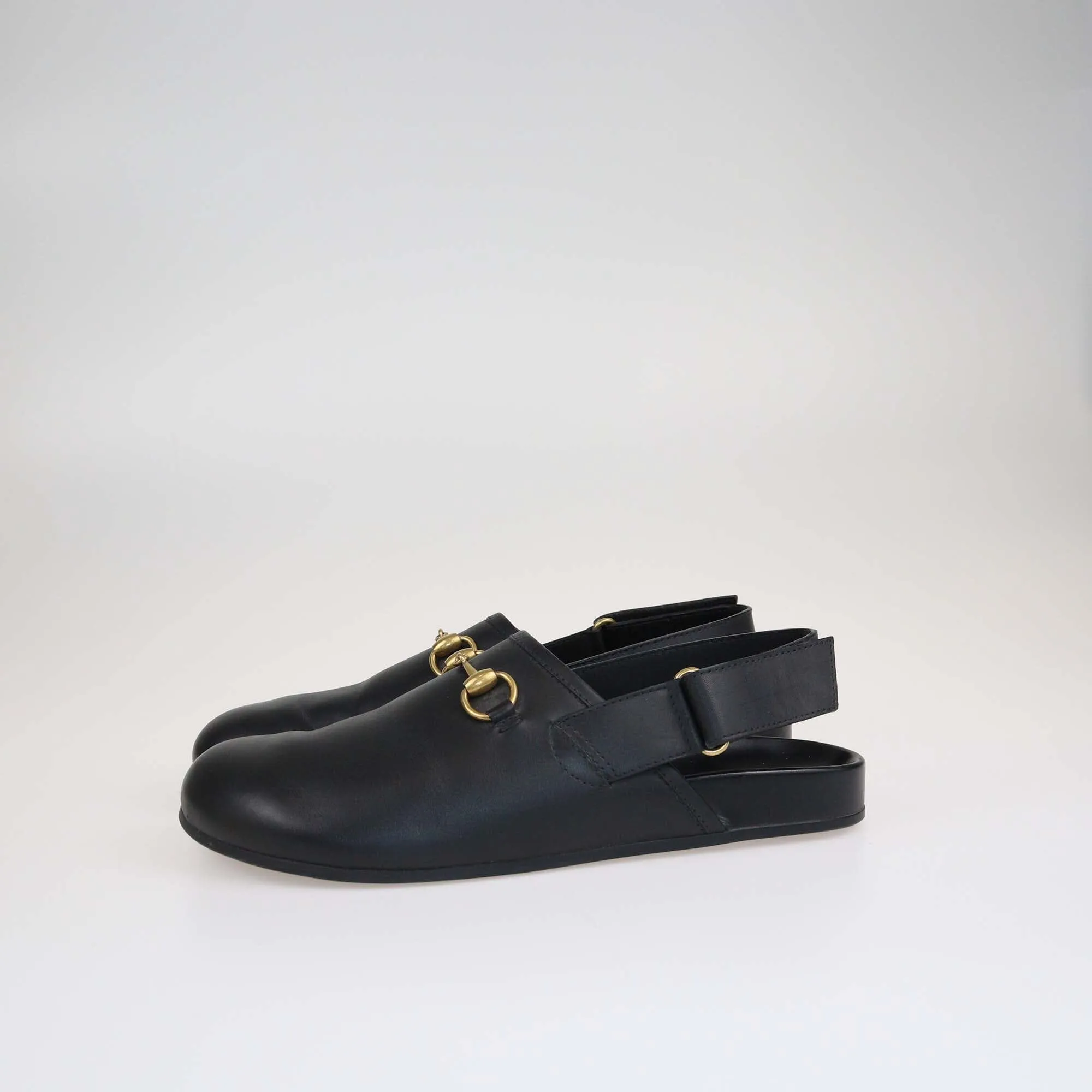 Gucci Black River Slingback Horsebit Slipper