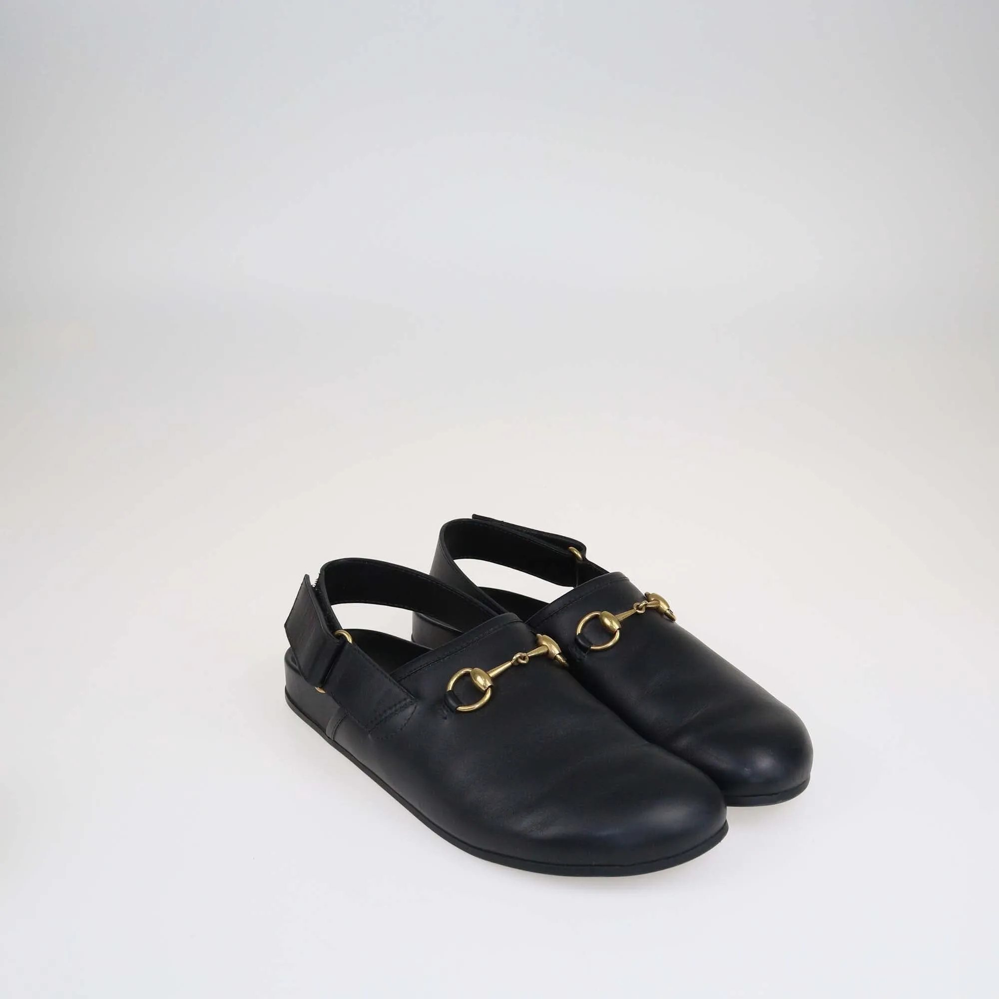 Gucci Black River Slingback Horsebit Slipper