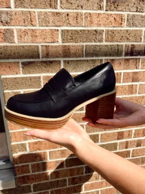 Hannah Black Platform Penny Loafers