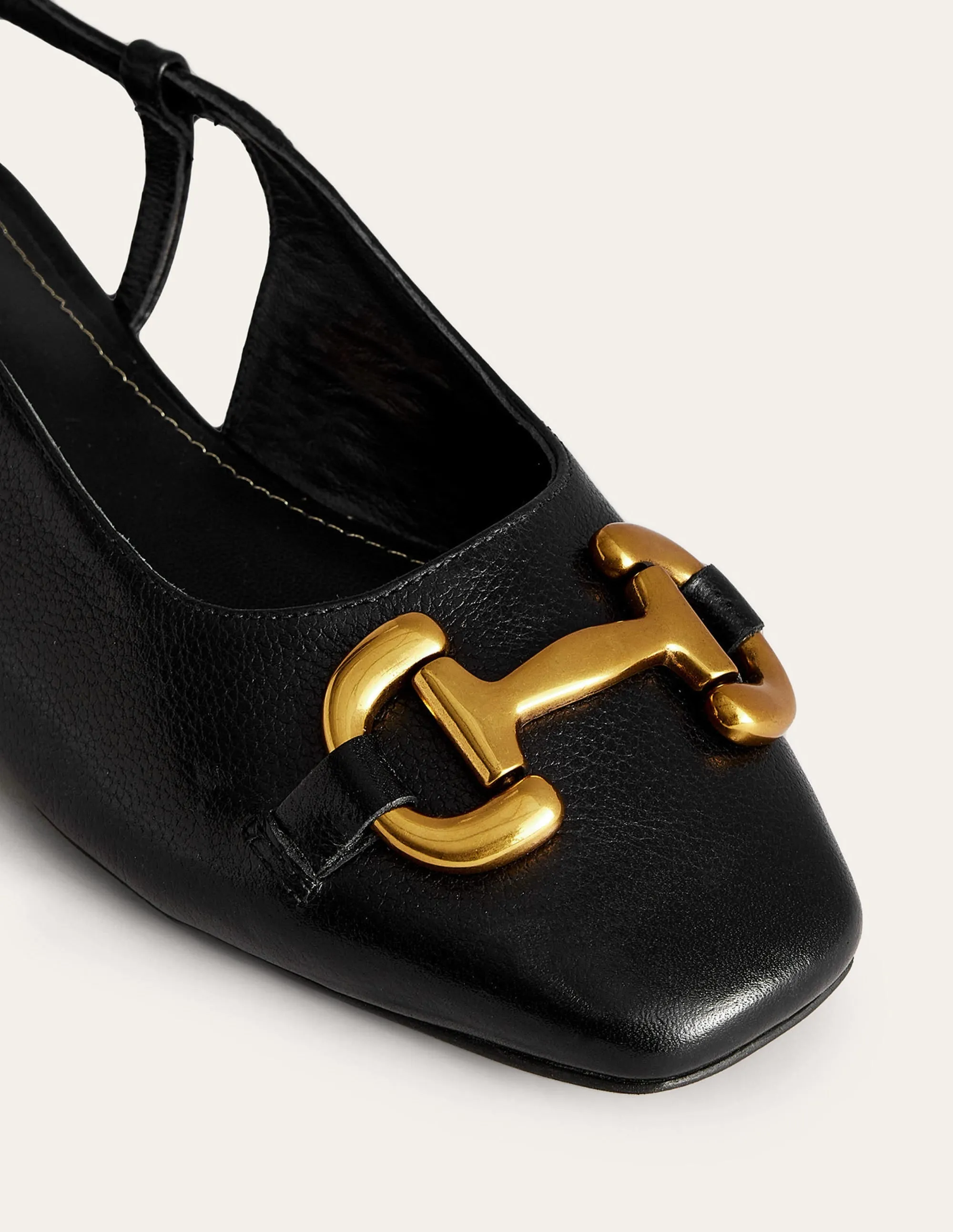 Iris Snaffle Slingback Flats-Black Leather