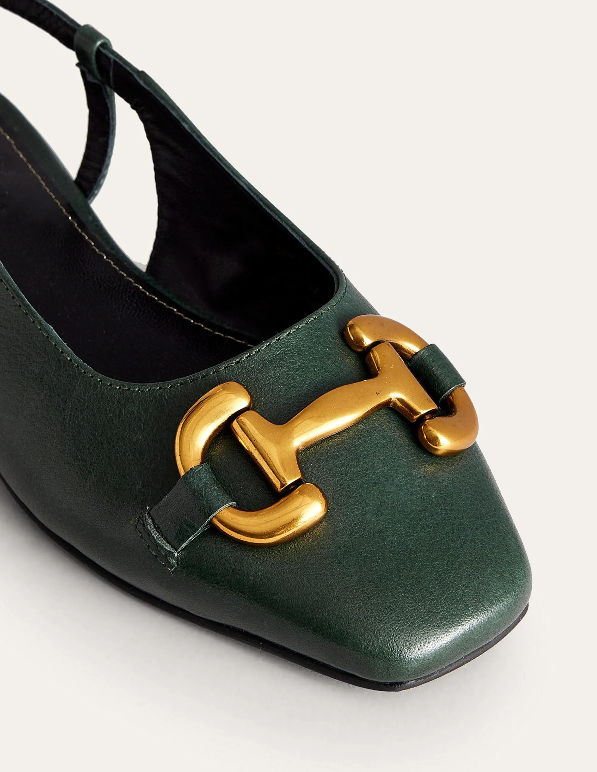 Iris Snaffle Slingback Flats-Winter Green Leather