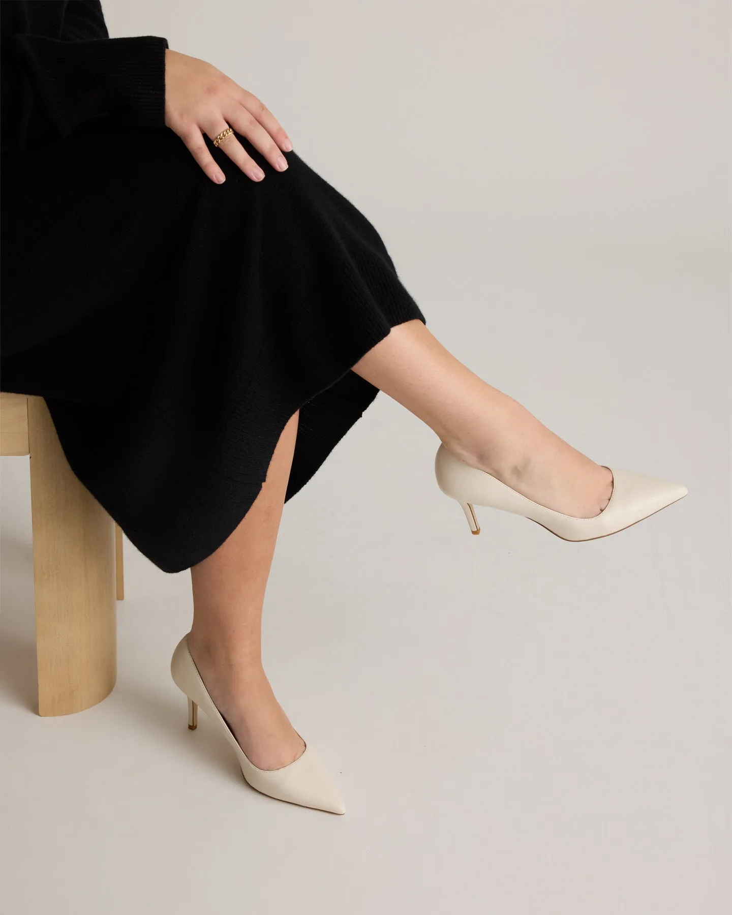 Italian Leather 75mm Pointy Toe Pump