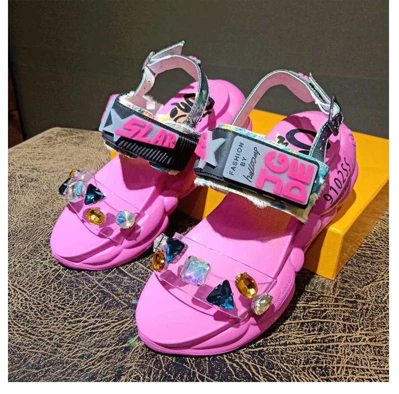 JDGE HALLOZEYO PLATFORM SANDALS WITH RHINESTONE