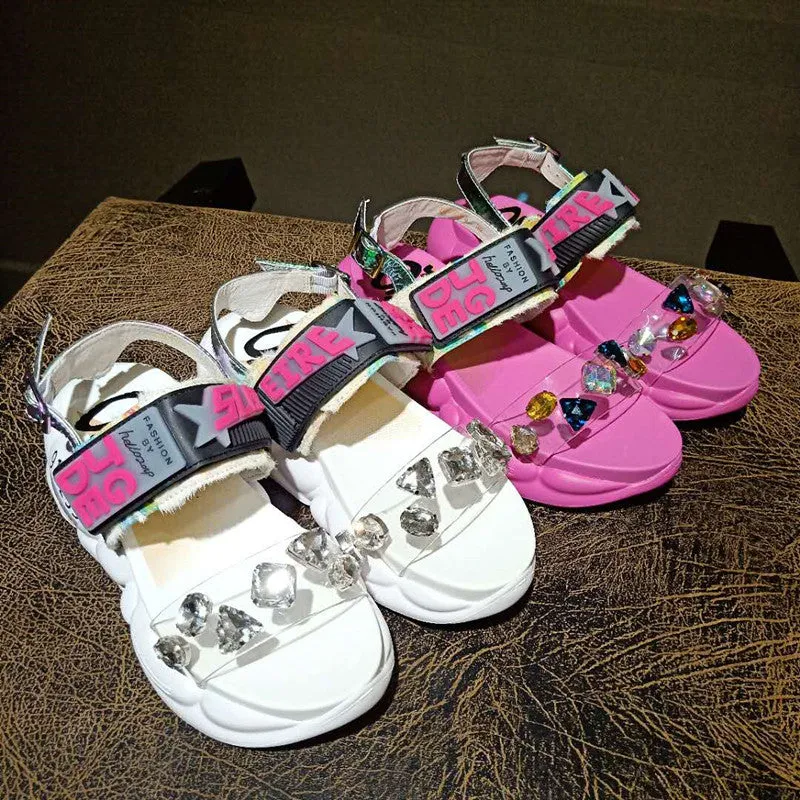 JDGE HALLOZEYO PLATFORM SANDALS WITH RHINESTONE