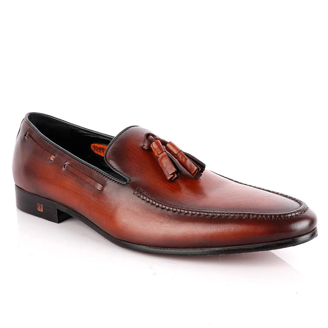 John Foster Coffee Brown Leather Tassel Loafer