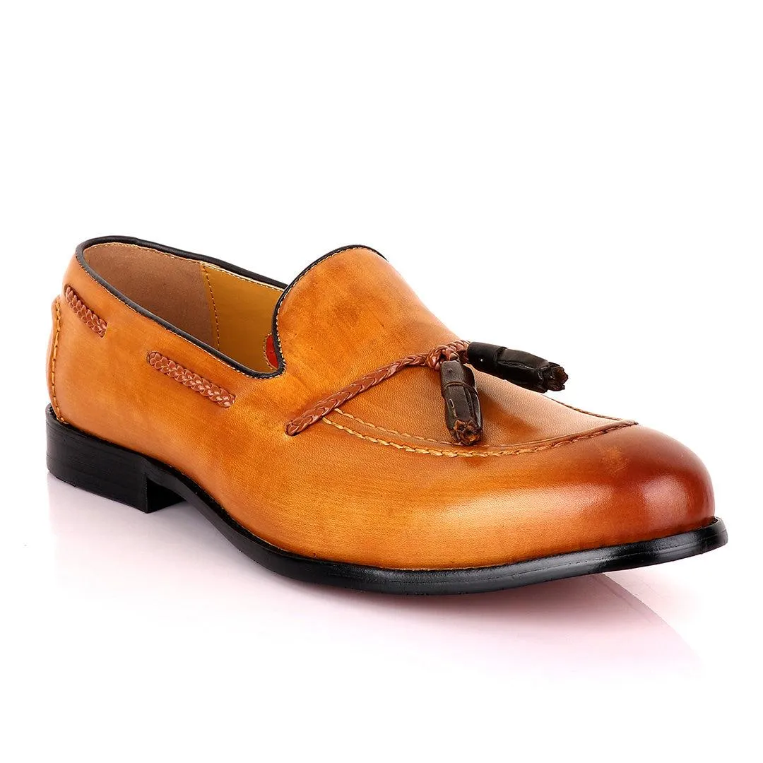 John Mendson Yellow with Brown Tassel Loafers