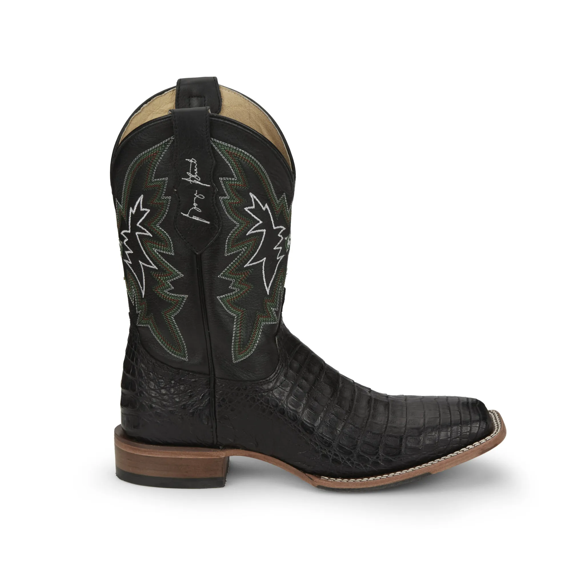 JUSTIN MEN'S HAGGARD BLACK CAIMAN WESTERN BOOTS - GR5705