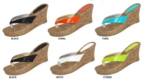 ladies patent wedge thong sandal Case of 36