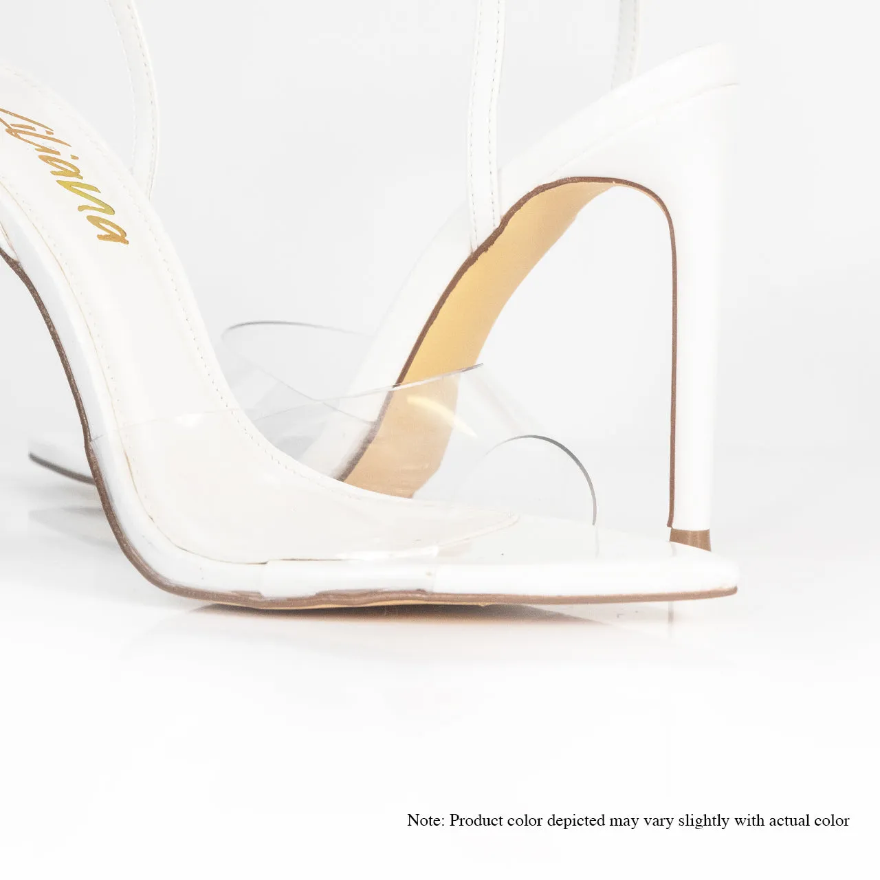 LAURENT-119 PEEP TOE HEEL W/ CLEAR UPPER & ANKLE STRAP-WHITE