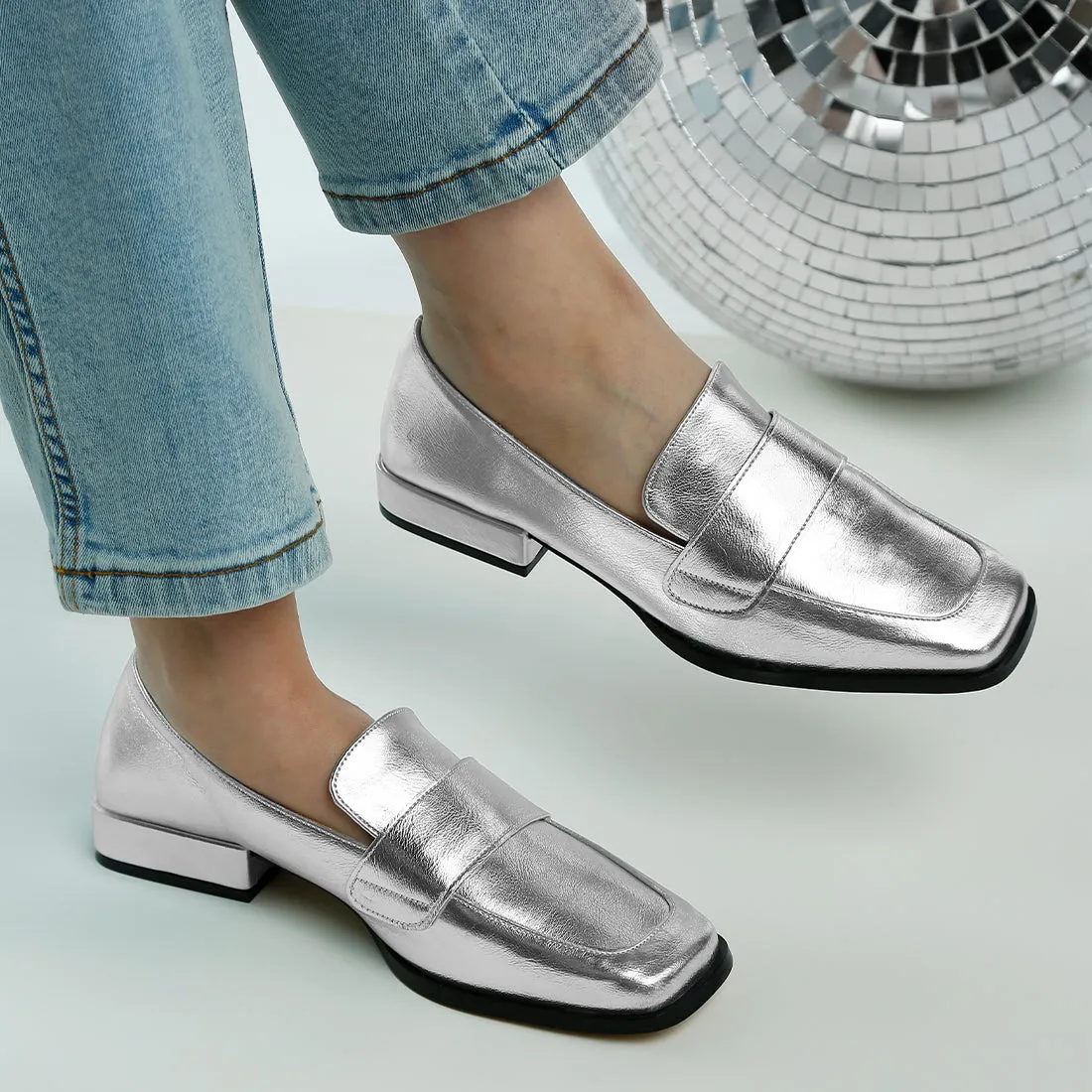 Metallic Penny Loafers