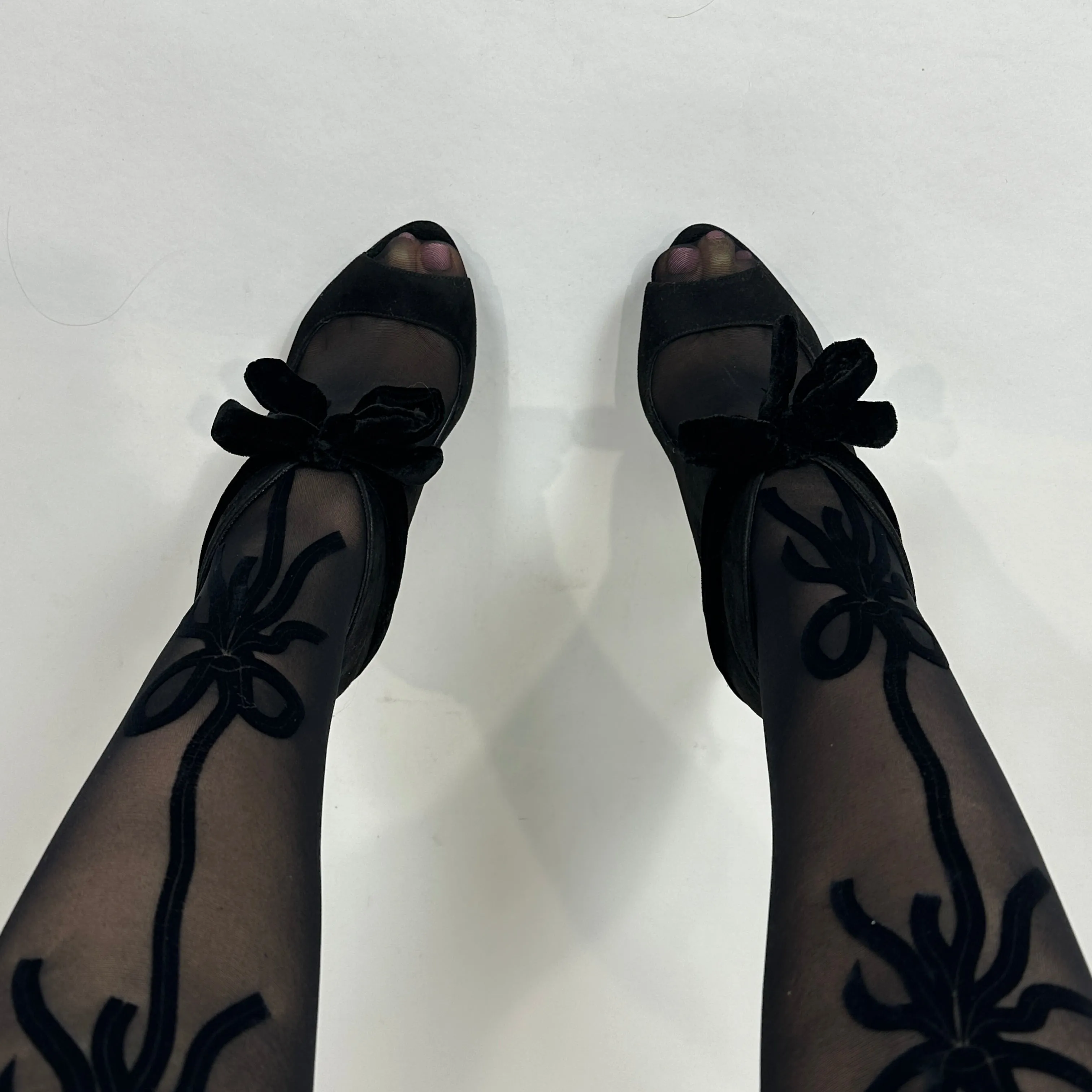 Miu Miu Velvet Bow Victorian Pumps (7.5)