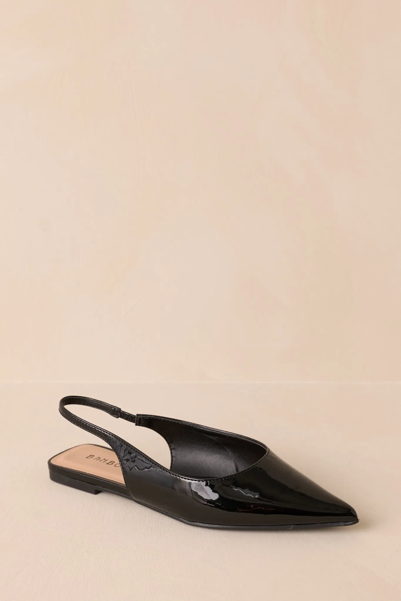 Mixed Feelings Black Pointed-Toe Slingback Flats