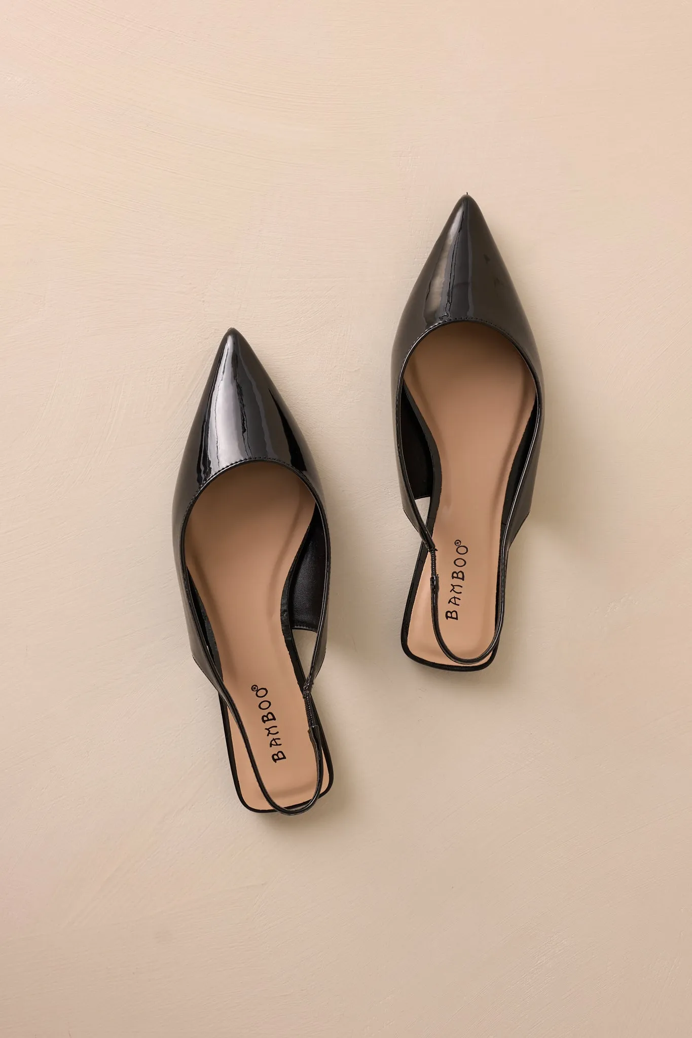 Mixed Feelings Black Pointed-Toe Slingback Flats