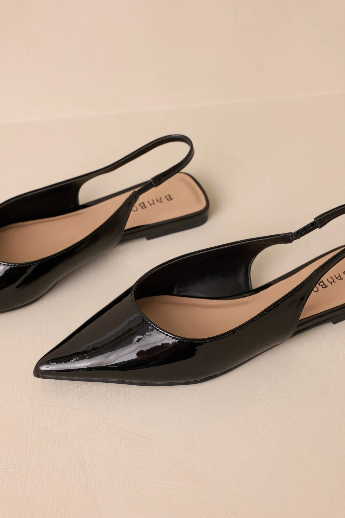 Mixed Feelings Black Pointed-Toe Slingback Flats