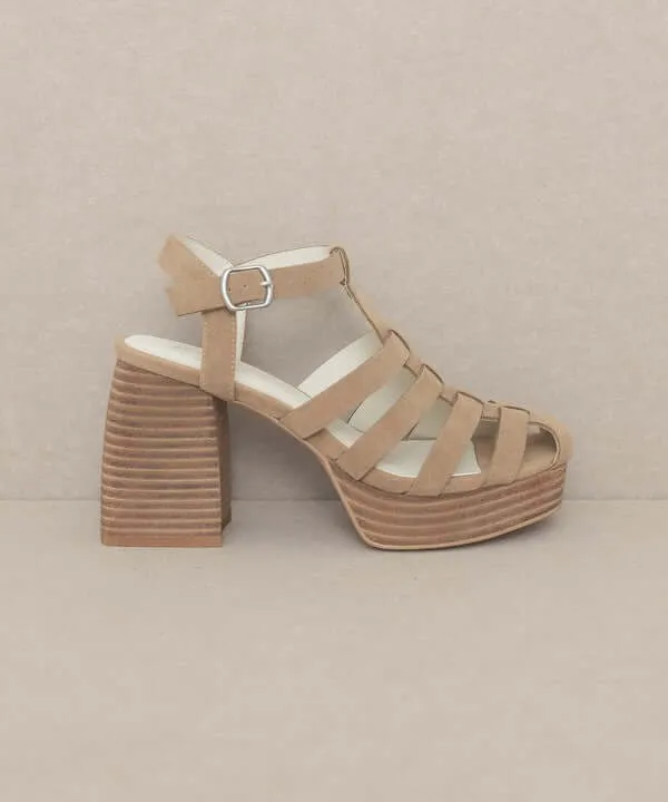 Oasis Society Hailee - Khaki Gladiator Platform Heels Sandals