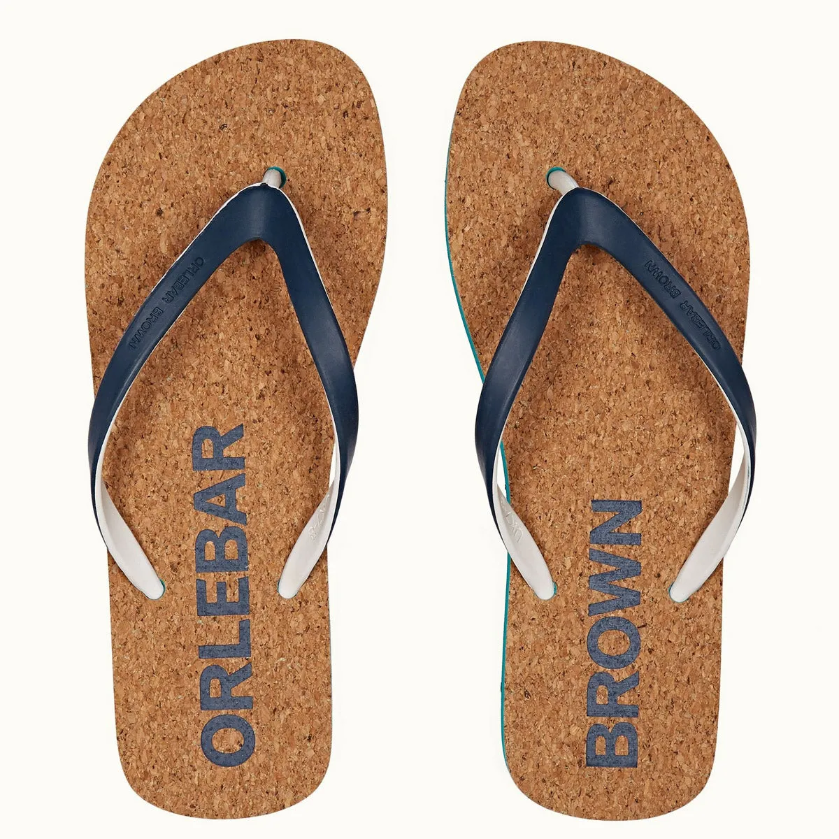 Orlebar Brown - Haston Cork Flip Flops in Blue Slate/Emerald