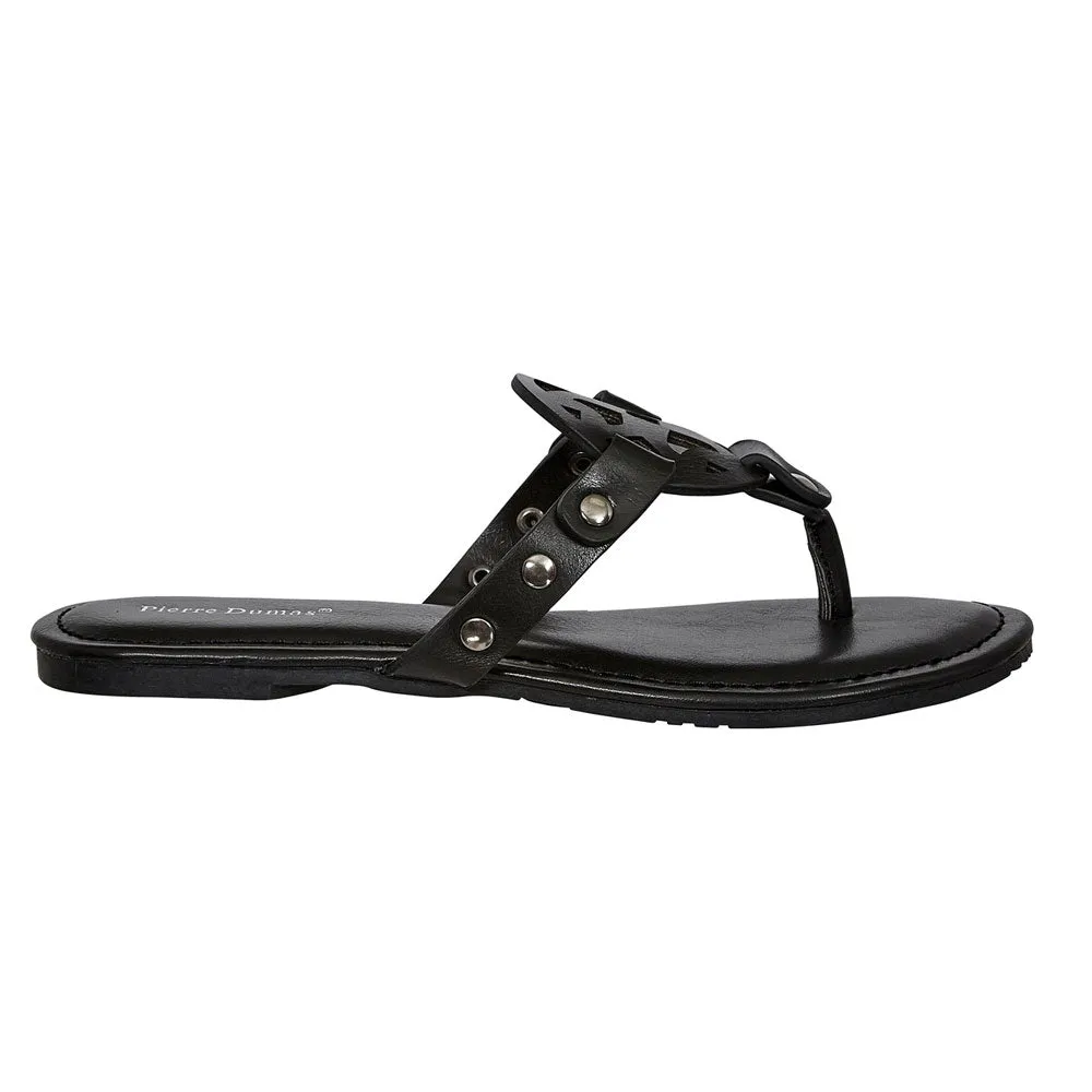 Pierre Dumas Vegan Leather Flat Slip On Sandal- Limit-20