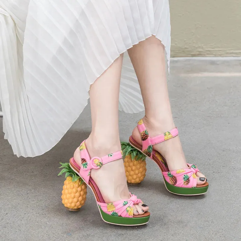 Pineapple Buckle Strap Platform Shoes