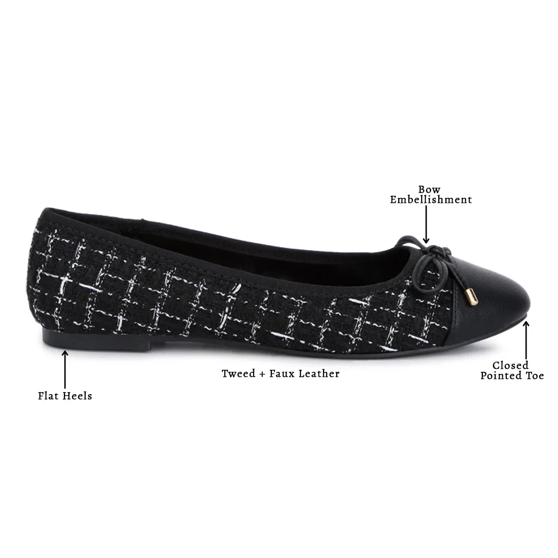 Plaid Tweed Ballet Flats