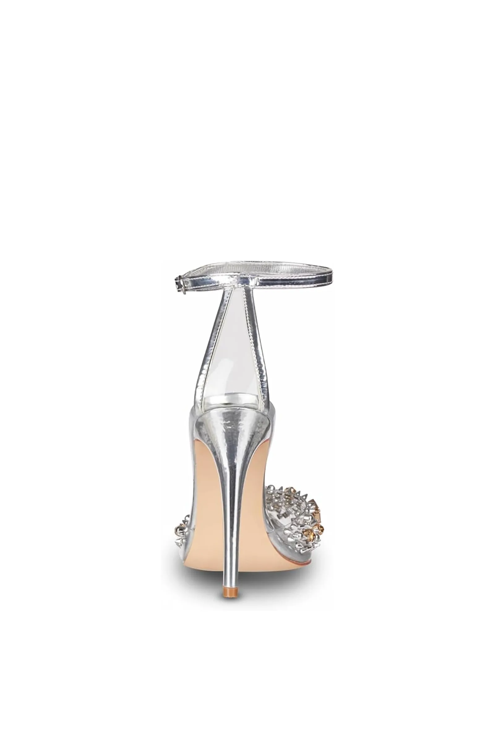 POPSTAR SILVER ANKLE STRAP PUMP