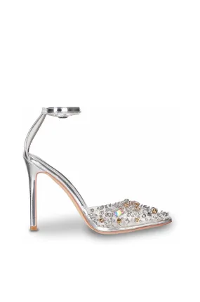 POPSTAR SILVER ANKLE STRAP PUMP