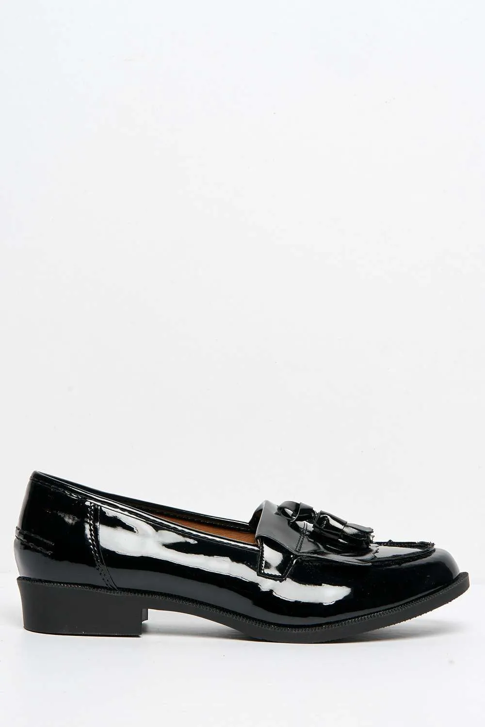 Radley Flat Fringe Toggle Loafer in Black Patent