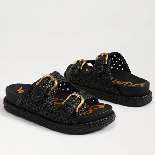 Reid Buckle Platform Sandal - Black Woven