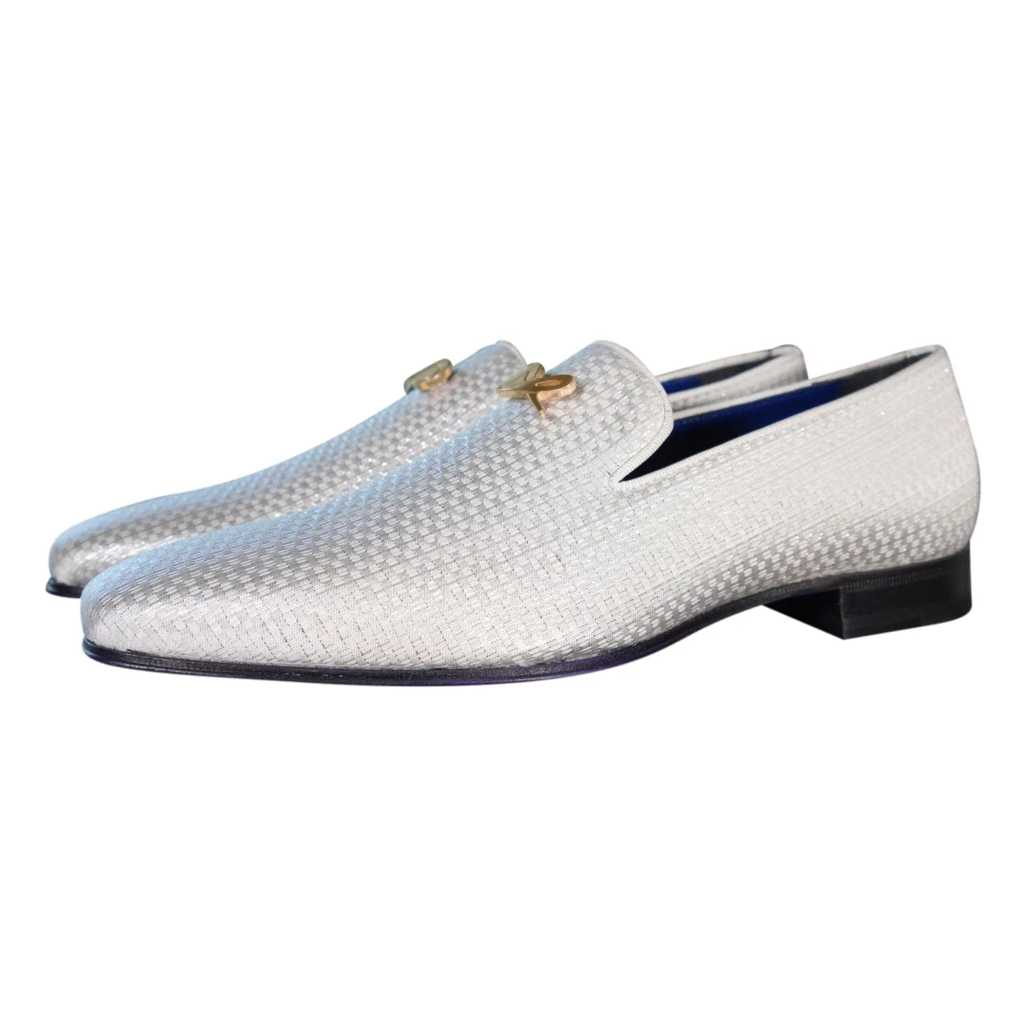 Silver Diamante With Yellow Gold Hardware Loafer