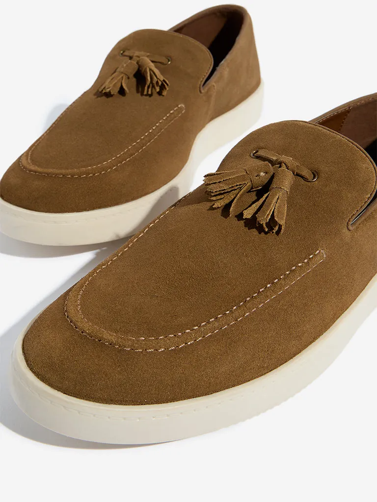 SOLEPLAY Brown Faux Suede Tassel Loafers