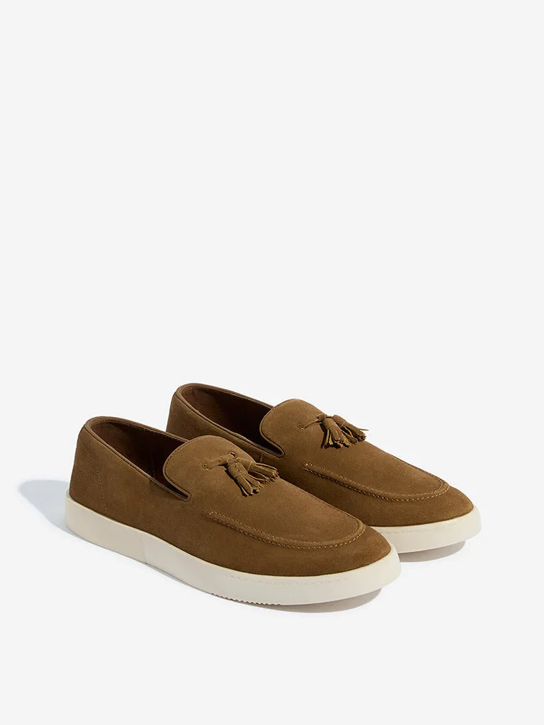 SOLEPLAY Brown Faux Suede Tassel Loafers