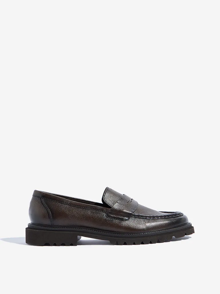 SOLEPLAY Brown Solid Leather Loafers