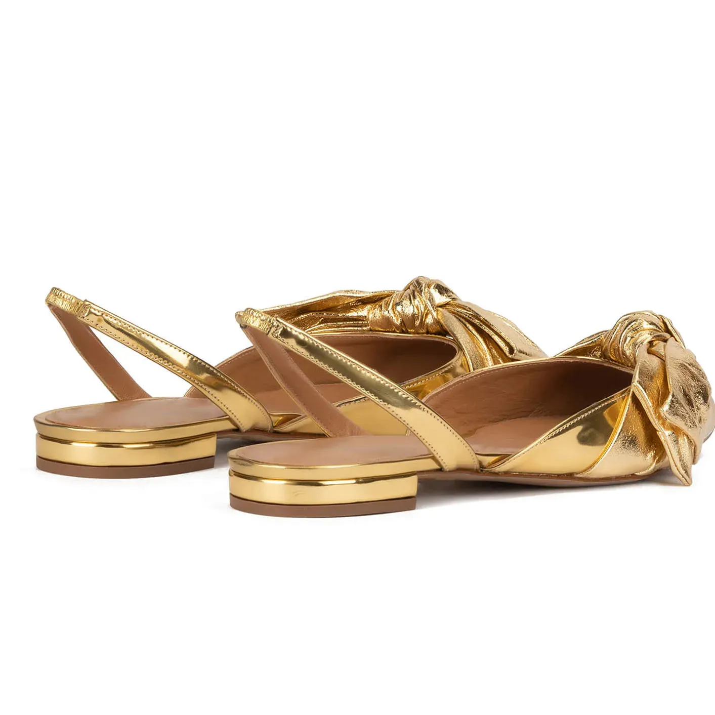 Trend4us Women's Gorgeous Metallic Bow Slingback Flats